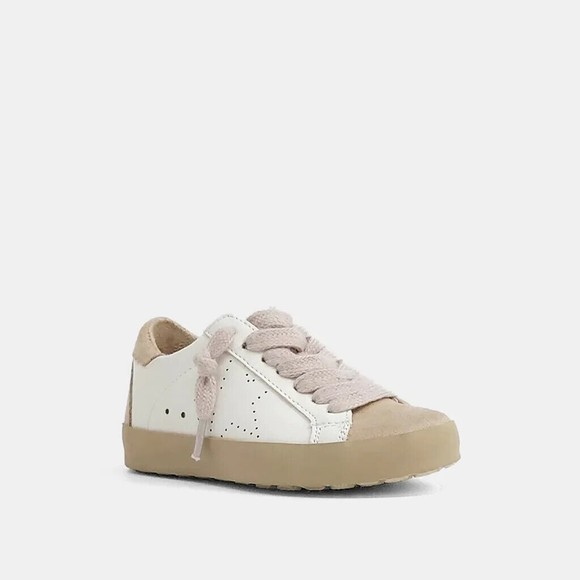 NIB "SHU SHOP" SHOE MIA SNEAKER TODDLER 12 LACES IVORY/BEIGE STAR MSRP $69.90 - Picture 2 of 5